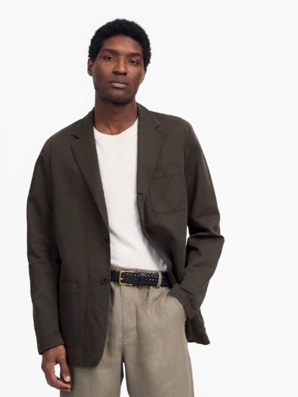 NEW Madewell Unstructured Blazer in Cotton-Linen Blend in Soft Charcoal